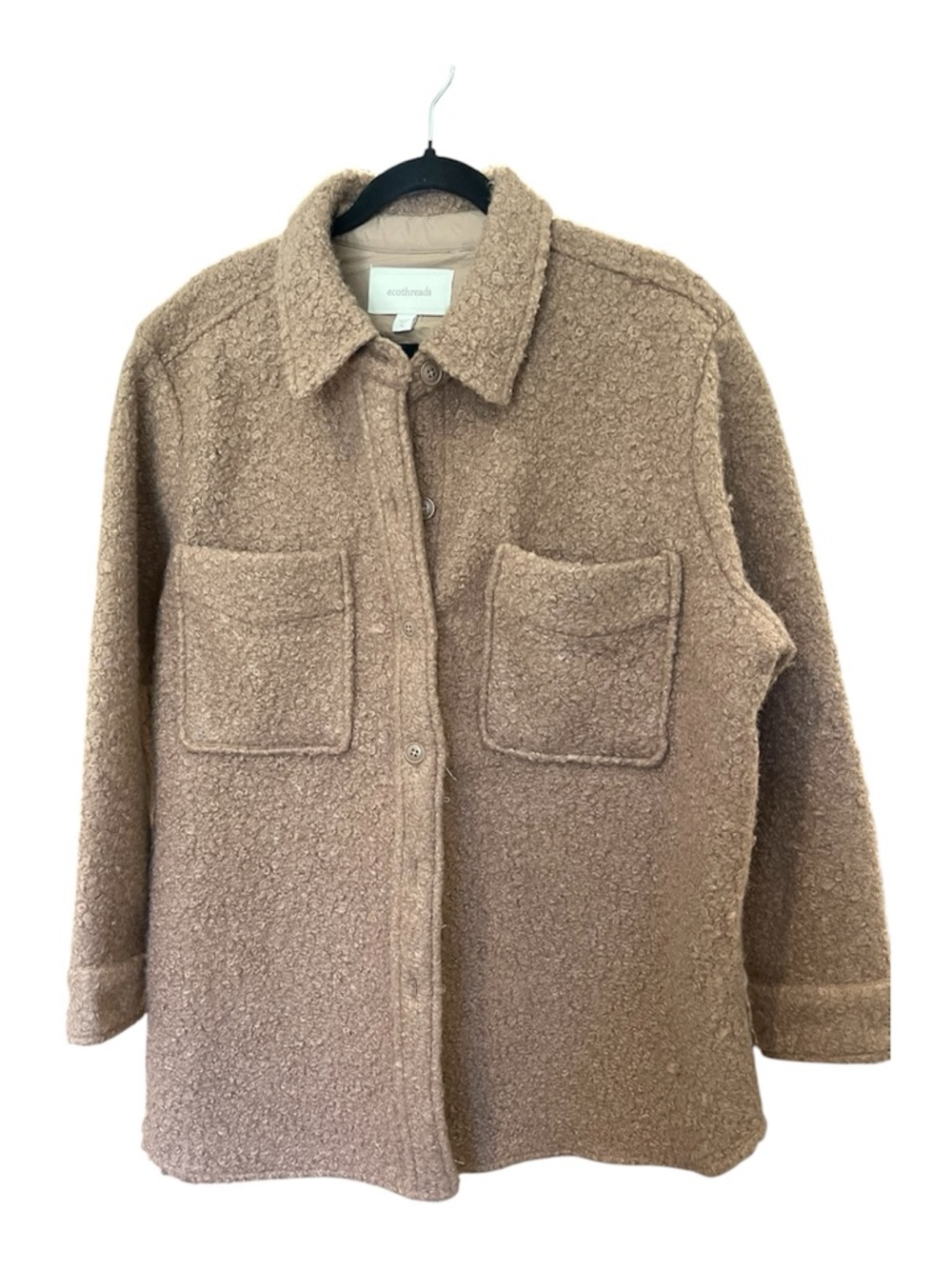 EcoThreads Tan Teddy Jacket - Cozy Button-Front Shacket
